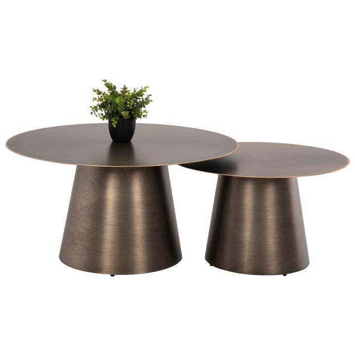 COFFEE TABLES 2PCS NICKELY HM9667 METAL IN NICKEL ANTIQUE Φ80x41H & Φ60x36H cm.