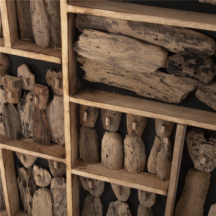 WALL DECORATION MYST HM4281 FRAME WITH FIGURINES MADE OF DRIFTWOOD 200x6x120Hcm.