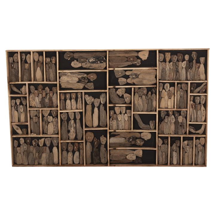WALL DECORATION MYST HM4281 FRAME WITH FIGURINES MADE OF DRIFTWOOD 200x6x120Hcm.