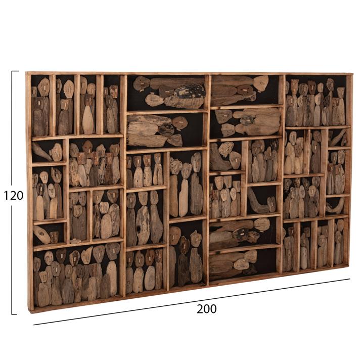 WALL DECORATION MYST HM4281 FRAME WITH FIGURINES MADE OF DRIFTWOOD 200x6x120Hcm.