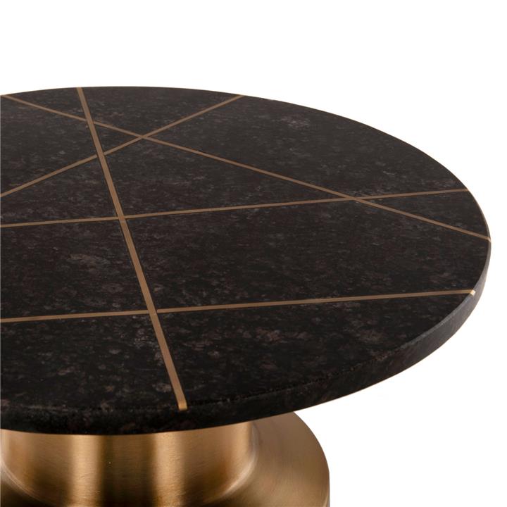 SIDE TABLE CLAYDEE HM9675 METAL IN GOLD-BLACK INLAY MARBLE TOP Φ41x54,5Hcm.