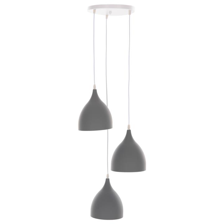 CEILING PENDANT LAMP HM4139 3-LIGHT GREY METAL Φ33x33-115Hcm.