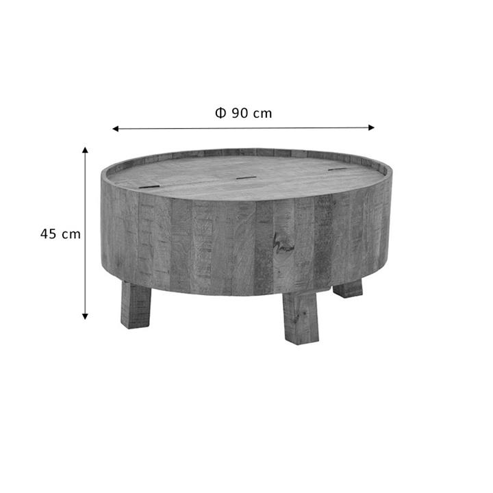 Storage coffee table Darian pakoworld solid mango wood walnut D90x45cm
