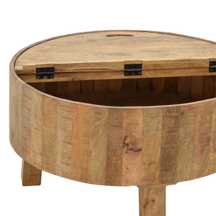 Storage coffee table Darian pakoworld solid mango wood walnut D90x45cm
