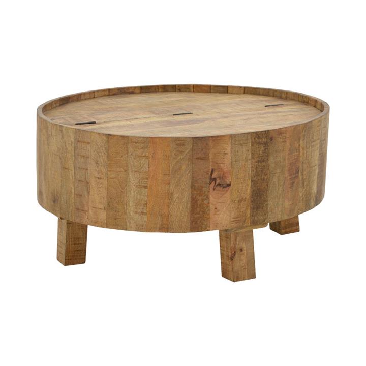 Storage coffee table Darian pakoworld solid mango wood walnut D90x45cm