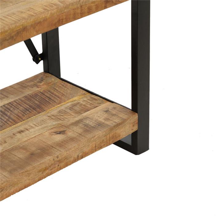 Βιβλιοθήκη Miles pakoworld μασίφ ξύλο mango καρυδί-μαύρο 80x40x180εκ