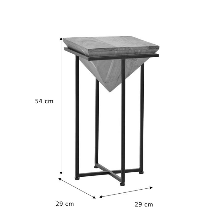 Side table Miles pakoworld solid acacia wood walnut-black 29x29x54cm