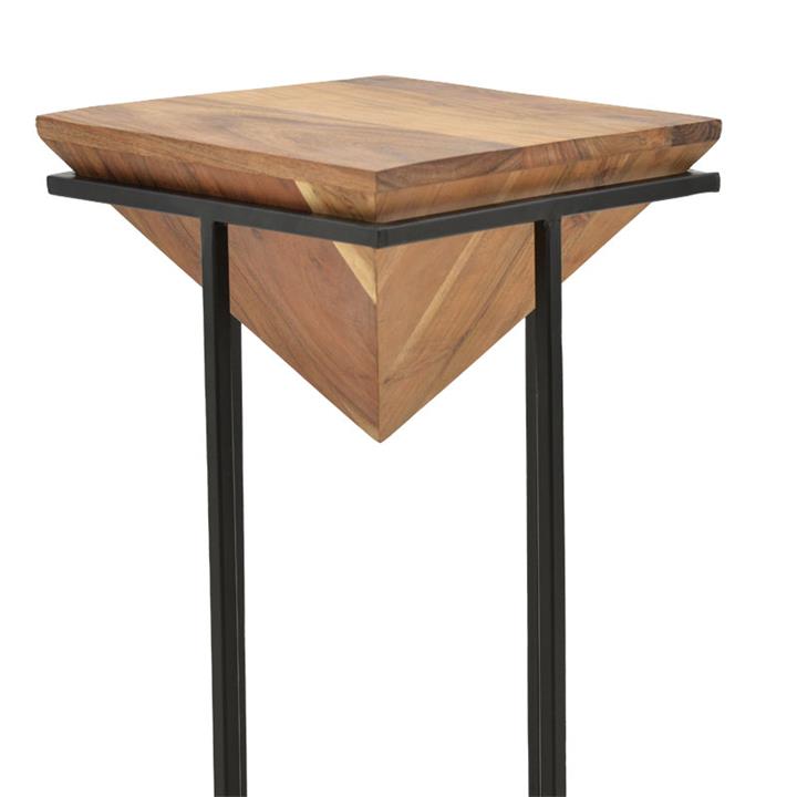 Side table Miles pakoworld solid acacia wood walnut-black 29x29x54cm