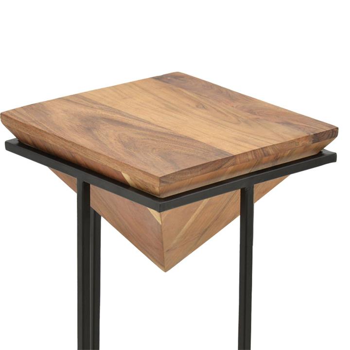 Side table Miles pakoworld solid acacia wood walnut-black 29x29x54cm