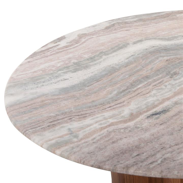 COFFEE TABLES 2PCS FORMEL HM11915 ACACIA WOOD IN NATURAL-WHITE MARBLE TOP Φ100 & Φ80 cm.