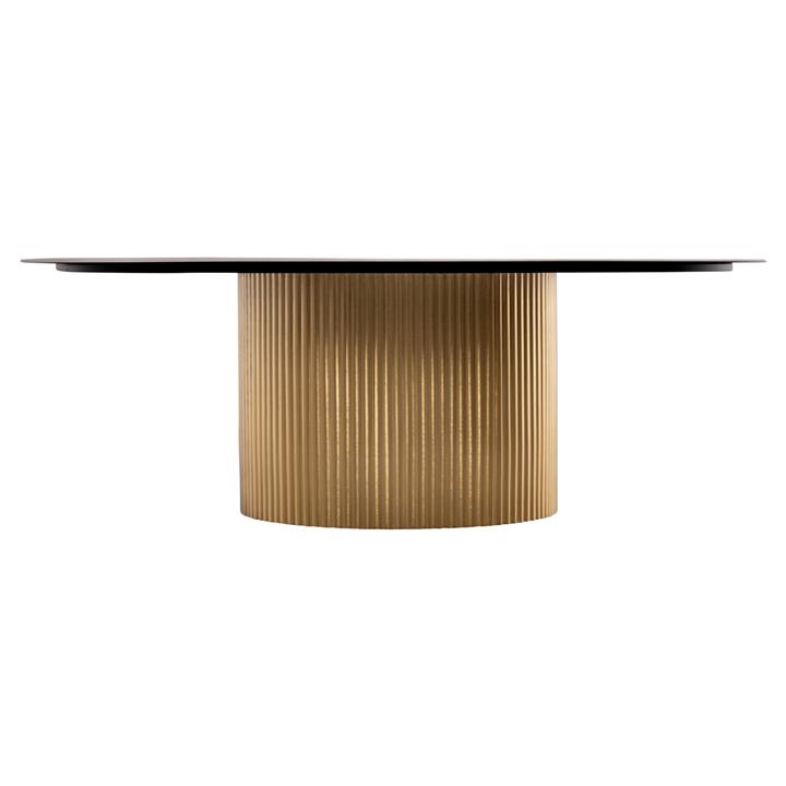COFFEE TABLES 2PCS CLAD HM11916 METAL IN GOLD-BLACK TOP Φ110x38H & Φ80x32H cm.