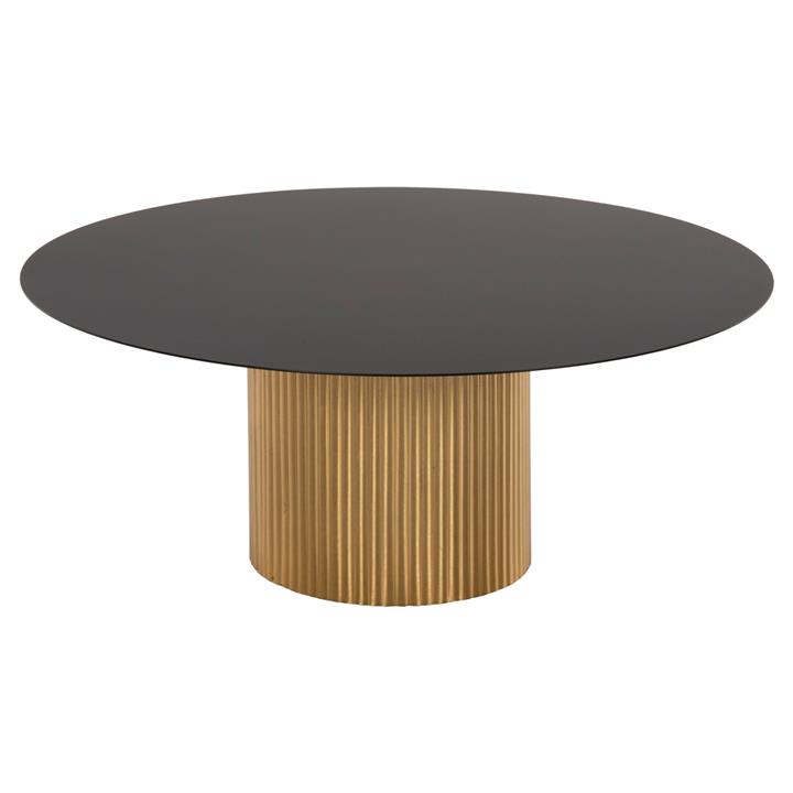 COFFEE TABLES 2PCS CLAD HM11916 METAL IN GOLD-BLACK TOP Φ110x38H & Φ80x32H cm.
