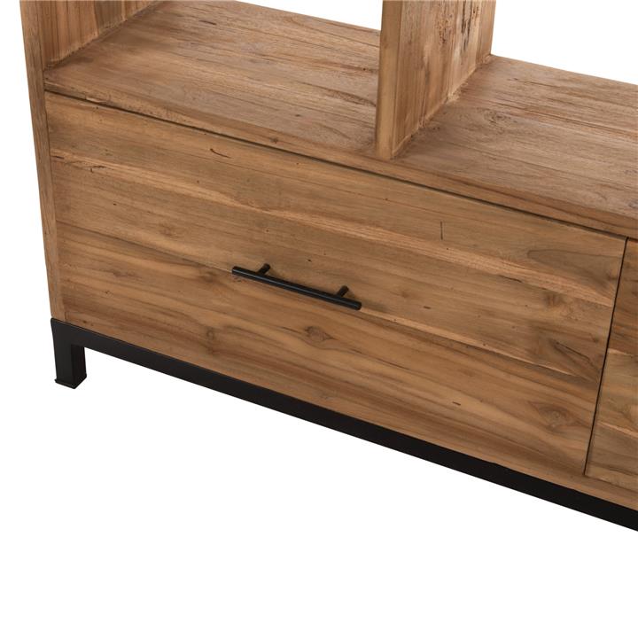 BOOKCASE ROMULUS HM9803 RECYCLED TEAK WOOD-2 DRAWERS 140x30x210,5Hcm.