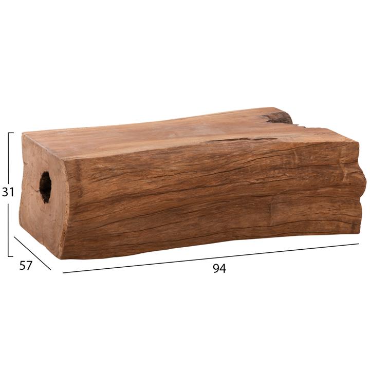 COFFEE TABLE TORANKU HM9796 SOLID TEAK TRUNK IN NATURAL