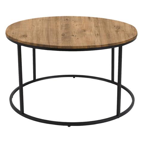 Coffee table Emilian pakoworld oak melamine-black metal D60x42cm