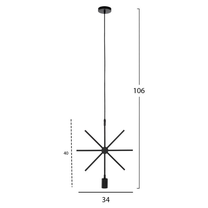 CEILING PENDANT LUMINAIRE HM4098 BLACK METAL STAR 34x40x106H cm.