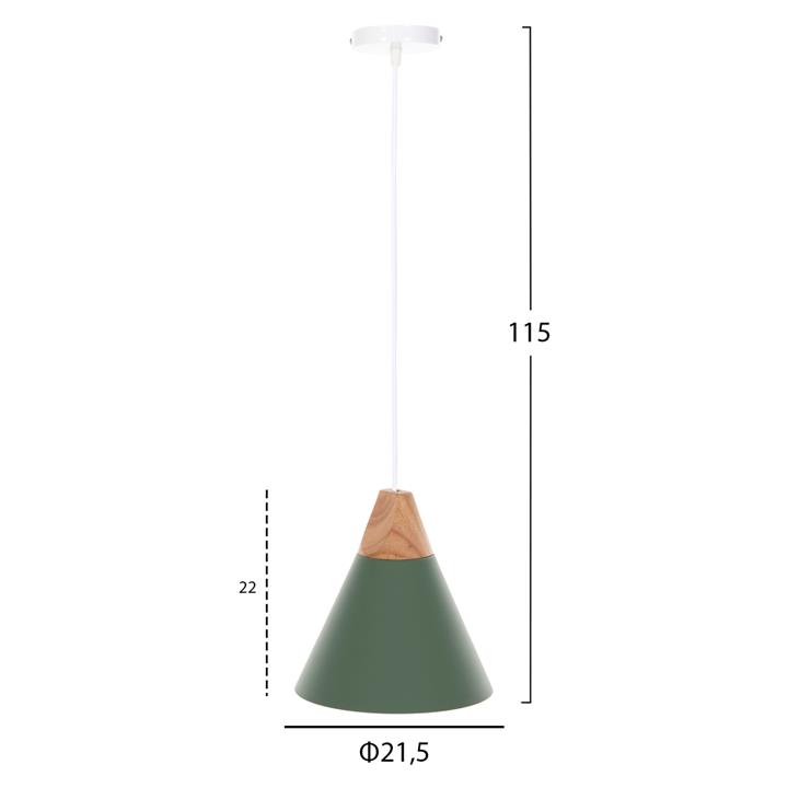 CEILING PENDANT LAMP HM4152 GREEN METAL CAP Φ21,5x115Hcm.