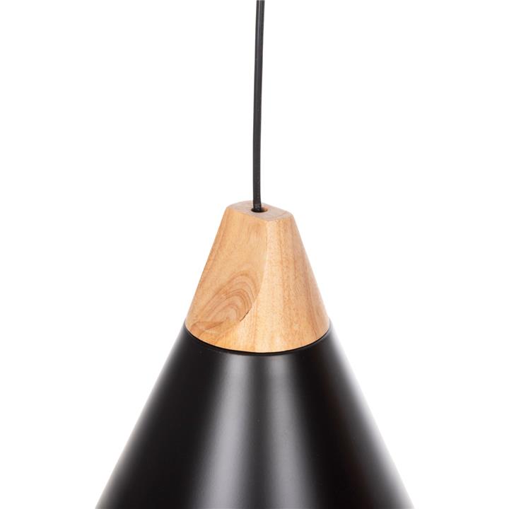 CEILING PENDANT LUMINAIRE HM4148 BLACK METAL CAP-WOOD DETAIL Φ22x115Hcm.