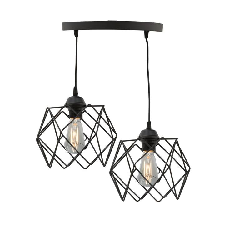 2-light ceiling light Zocie pakoworld E27 black Φ30x70cm