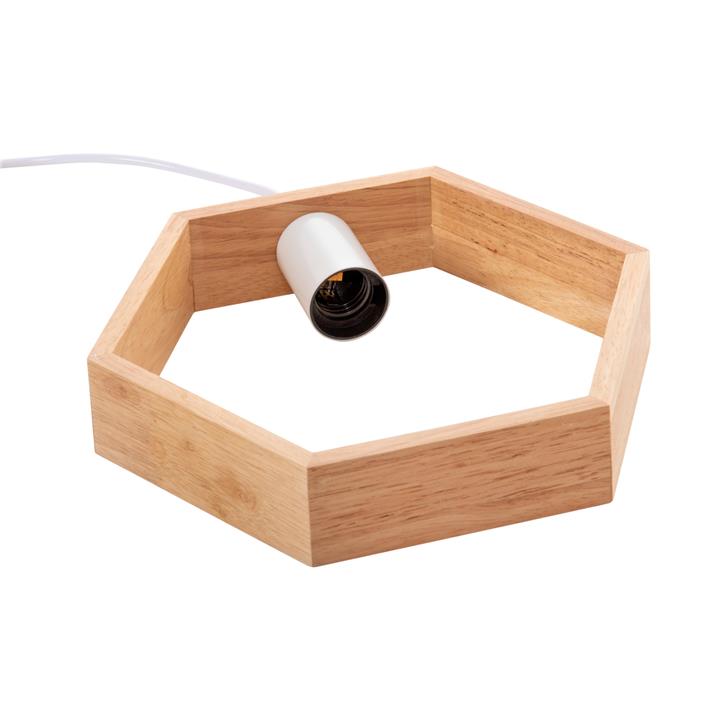 CEILING PENDANT LAMP HM4070 WOODEN HEXAGON CAP-WHITE CABLE 25,5Χ122,5H