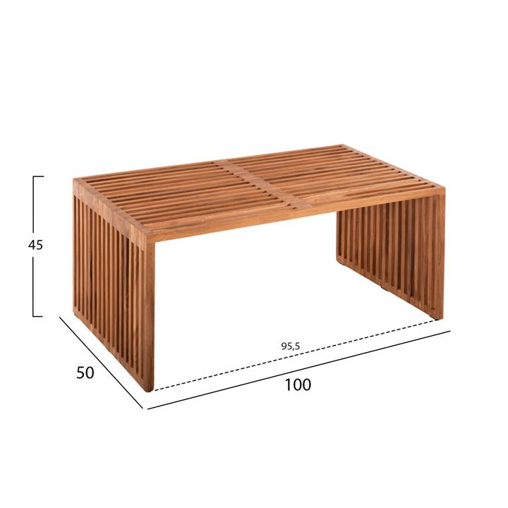 COFFEE TABLE NYA HM9568 TEAK WOOD IN NATURAL COLOR 1PIECE 100x50x45H cm.