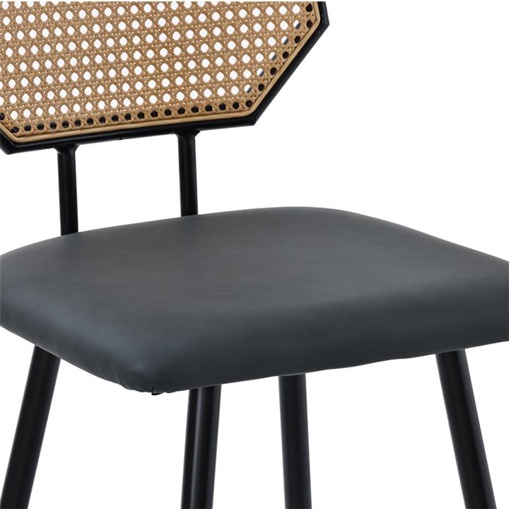 Bar stool Camilla pakoworld pe rattan natural-pu black-metal black 47.5x58x81cm