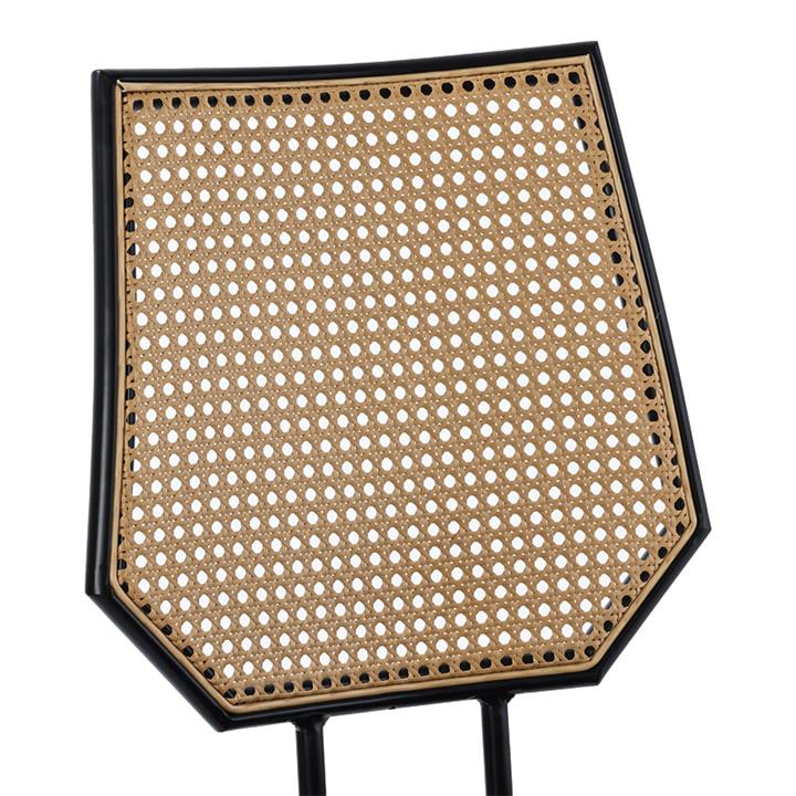 Bar stool Camilla pakoworld pe rattan natural-pu black-metal black 47.5x58x81cm