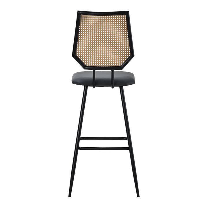 Bar stool Camilla pakoworld pe rattan natural-pu black-metal black 47.5x58x81cm