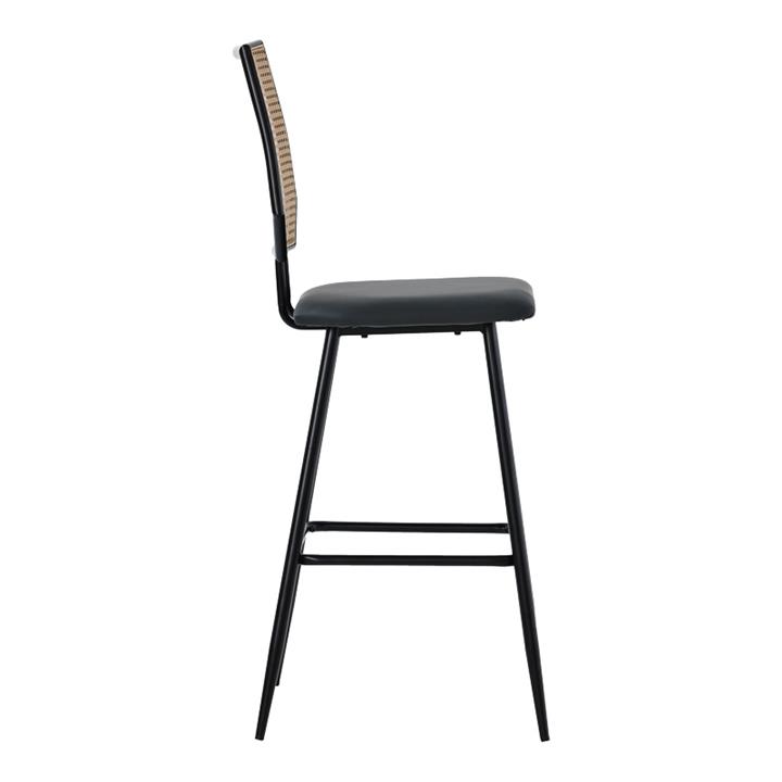 Bar stool Camilla pakoworld pe rattan natural-pu black-metal black 47.5x58x81cm
