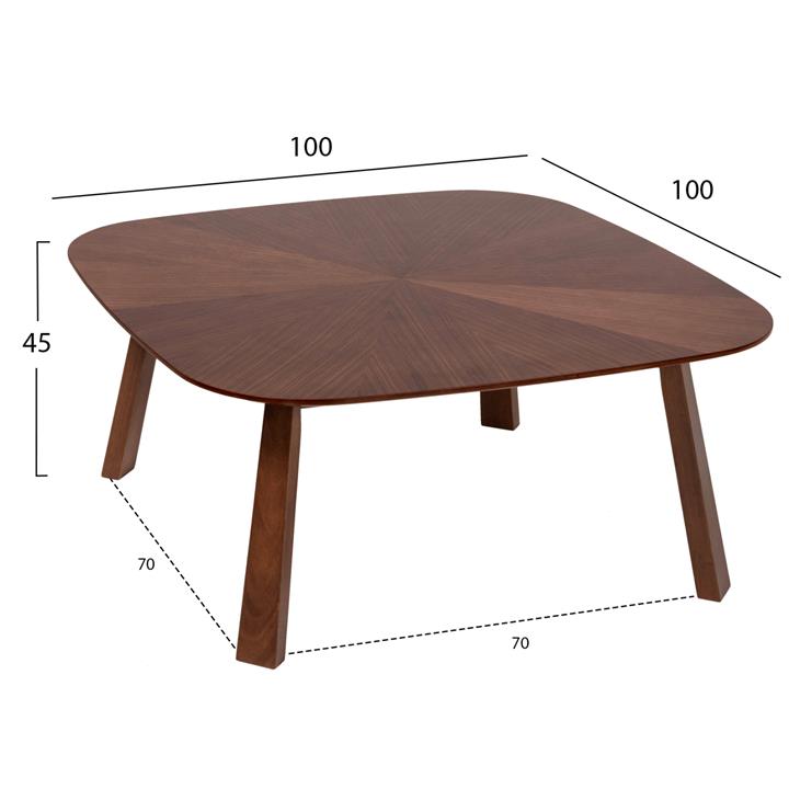 COFFEE TABLE RINER HM9738 MDF WITH WALNUT VENEER 100x100x45Hcm.