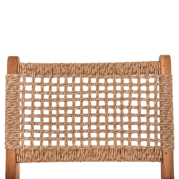 BAR STOOL WITH BACKREST BORIS HM9381.11 TEAK WOOD & VIRO ROPE 46x53x96 cm.