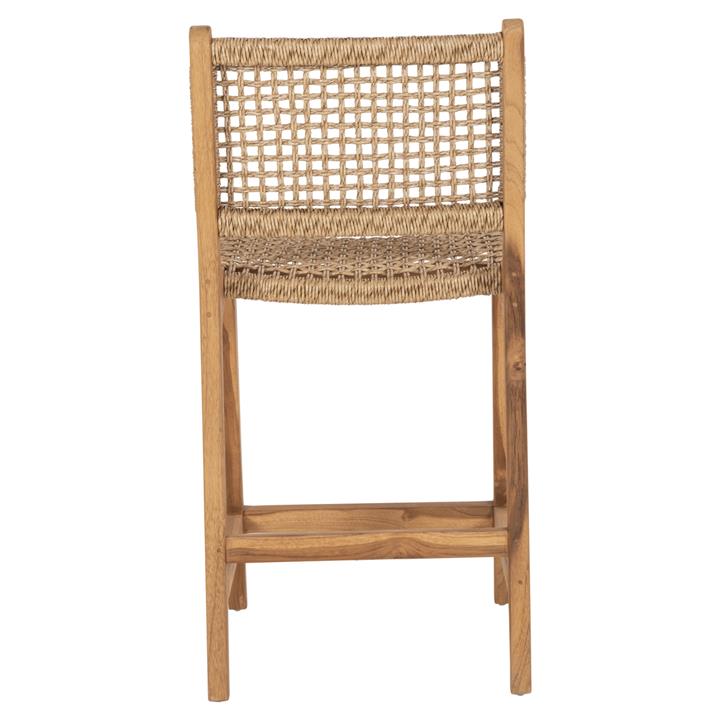 BAR STOOL WITH BACKREST BORIS HM9381.11 TEAK WOOD & VIRO ROPE 46x53x96 cm.