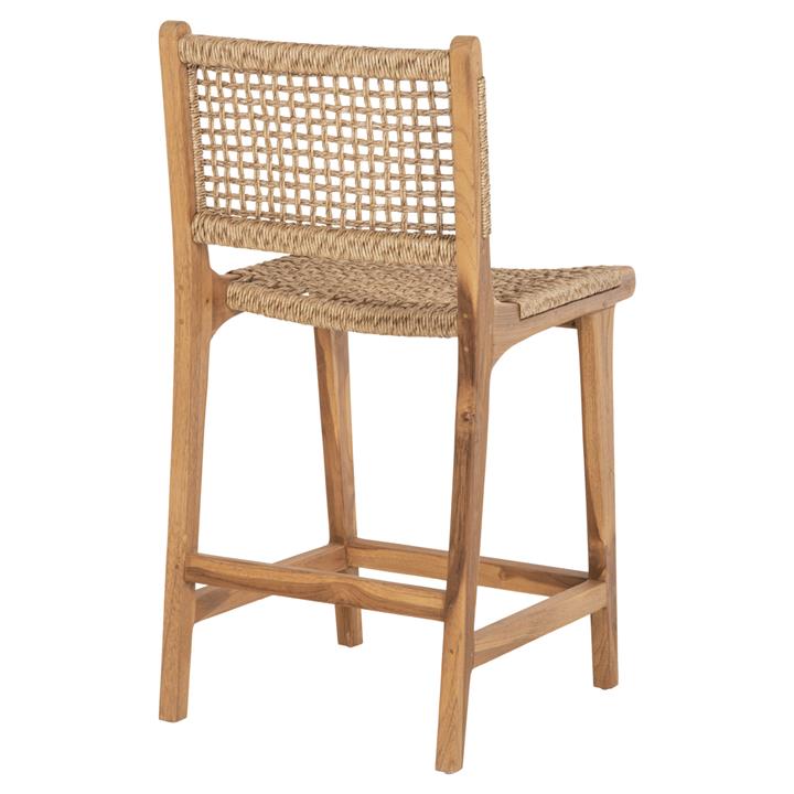BAR STOOL WITH BACKREST BORIS HM9381.11 TEAK WOOD & VIRO ROPE 46x53x96 cm.