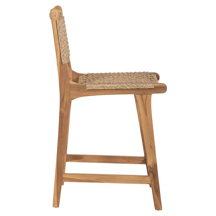 BAR STOOL WITH BACKREST BORIS HM9381.11 TEAK WOOD & VIRO ROPE 46x53x96 cm.