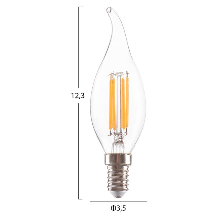 LIGHT BULB HM4047.01 FLAME STYLE LED FILAMENT 6W E14 3000K CLEAR DIMMABLE