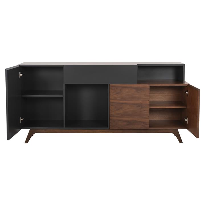BUFFET PREDA HM9747 MDF WITH WALNUT & DARK GREY VENEER COLOR 167x28-40x80Hcm.