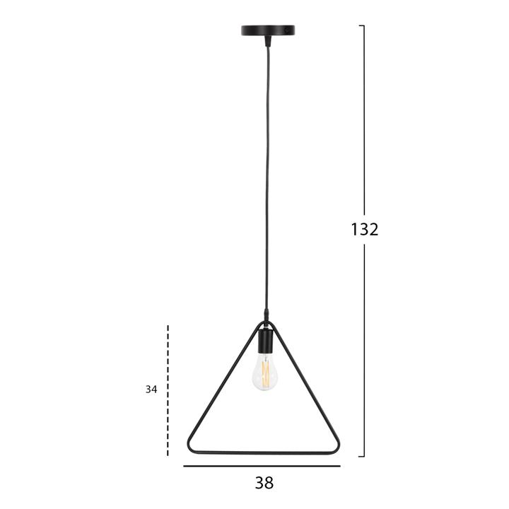 CEILING PENDANT LAMP HM4096 BLACK METAL TRIANGLE 38x132H cm.