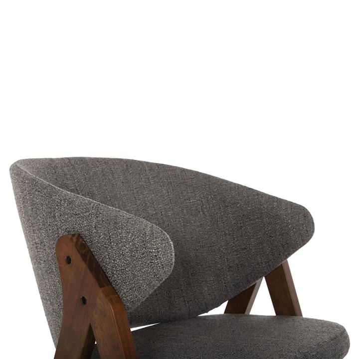 DINING CHAIR HANA HM9746.02 RUBBERWOOD IN WALNUT-FABRIC IN GREY 55x60x84Hcm.