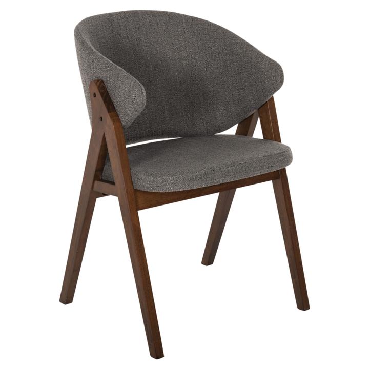 DINING CHAIR HANA HM9746.02 RUBBERWOOD IN WALNUT-FABRIC IN GREY 55x60x84Hcm.