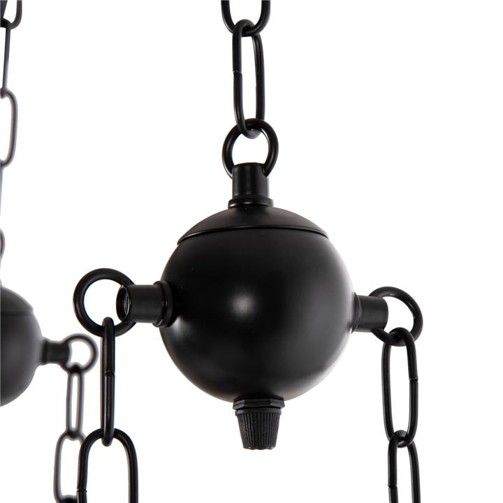 CEILING PENDANT 6-LIGHT FIXTURE HM4117 WOOD-METAL-GLASS 116Hcm.