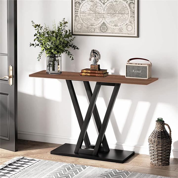 Console Wirmo pakoworld walnut-black metal 110x30x80cm
