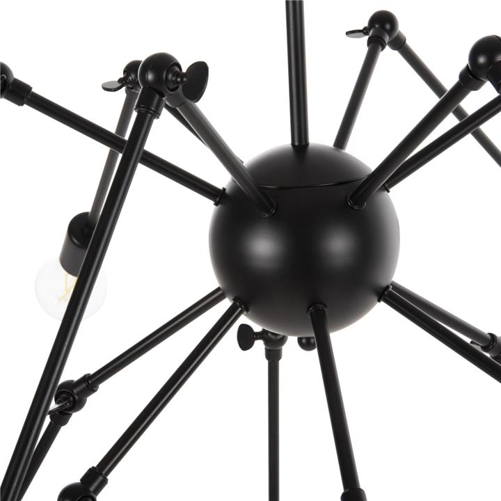 CEILING PENDANT 12-LIGHT HM4167 BLACK METAL ARTICULATED ARMS Φ92x120Hcm.