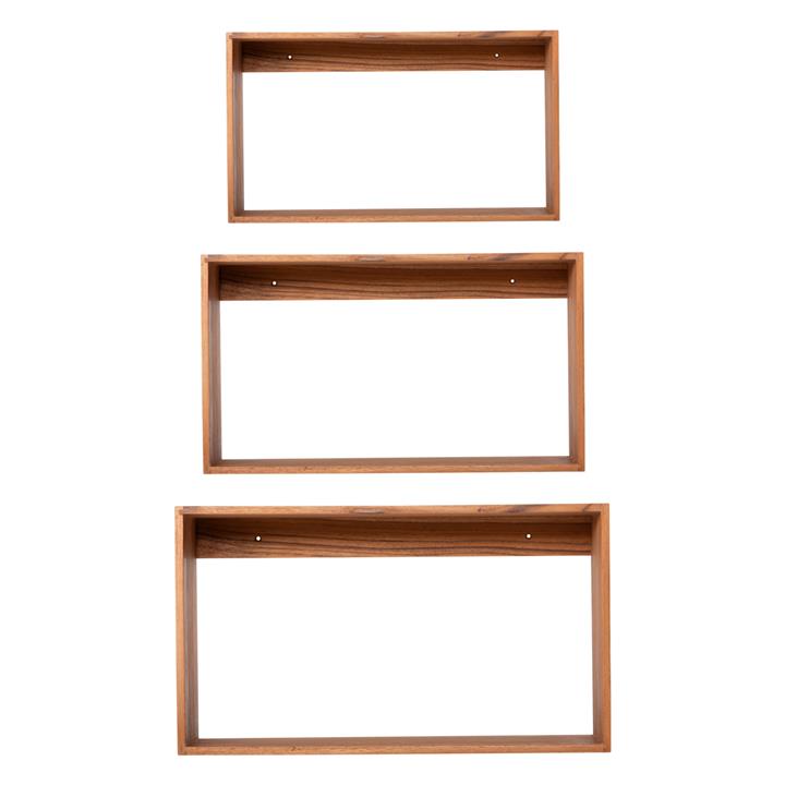 WALL SHELVES CHENGIS HM9830 3PCS SET TEAK WOOD IN NATURAL COLOR 60x20x38H cm.