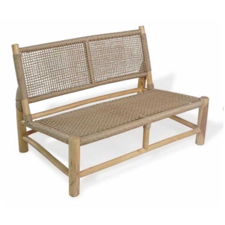 OUTDOOR SOFA 2-SEATER LONDER HM5984 TEAK WOOD AND SYNTHETIC TWISTED RATTAN 120x80x78H cm.