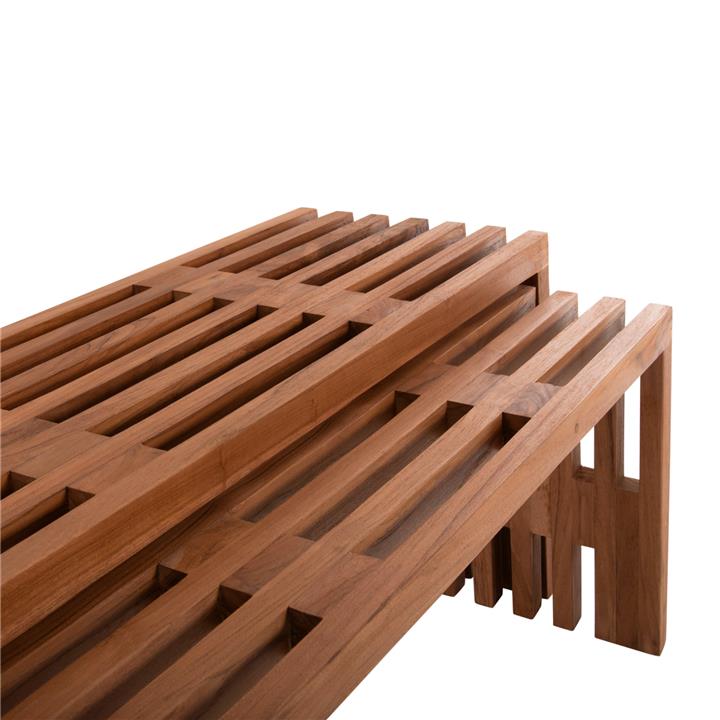 COFFEE TABLES 2PCS SET NYA HM9828 SOLID TEAK WOOD IN NATURAL 110x30x46Hcm.