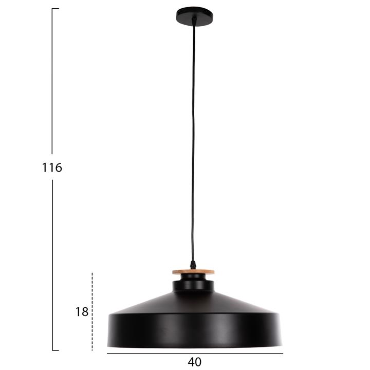 CEILING PENDANT LAMP HM4159.01 BLACK METAL CAP Φ40x116Hcm.
