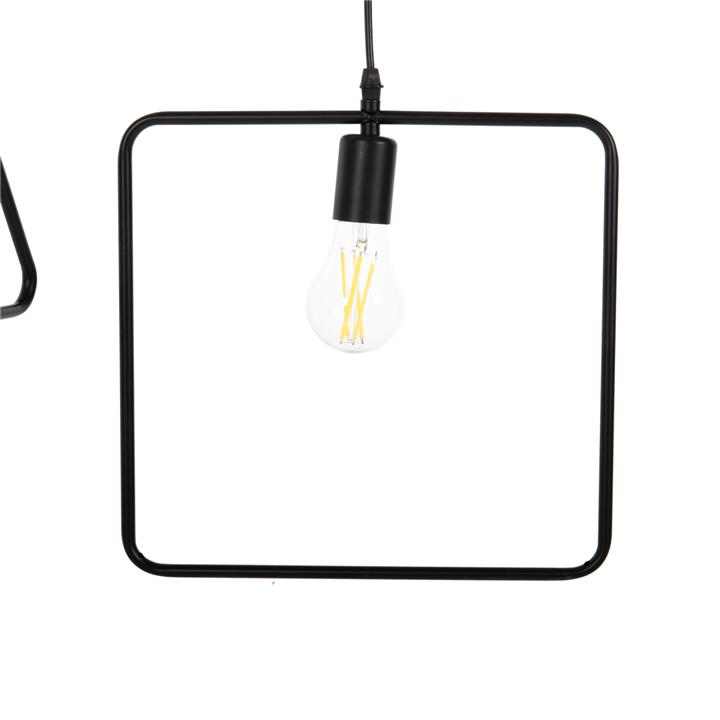 CEILING PENDANT 4-LIGHT HM4099 BLACK METAL GEOMETRICAL SHAPES 70x38x106H cm.