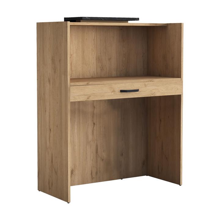 Reception desk Zowel pakoworld melamine natural-black marble 90x40x110cm