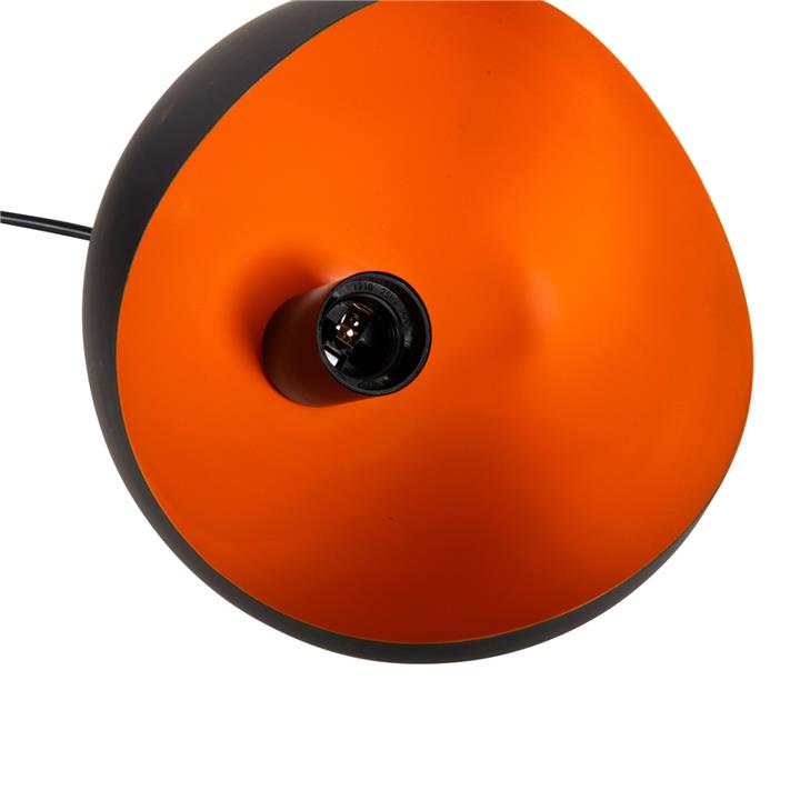 CEILING PENDANT 3-LIGHTER HM4166.01 METAL SPHERES IN BLACK-ORANGE Φ20x112Hcm.
