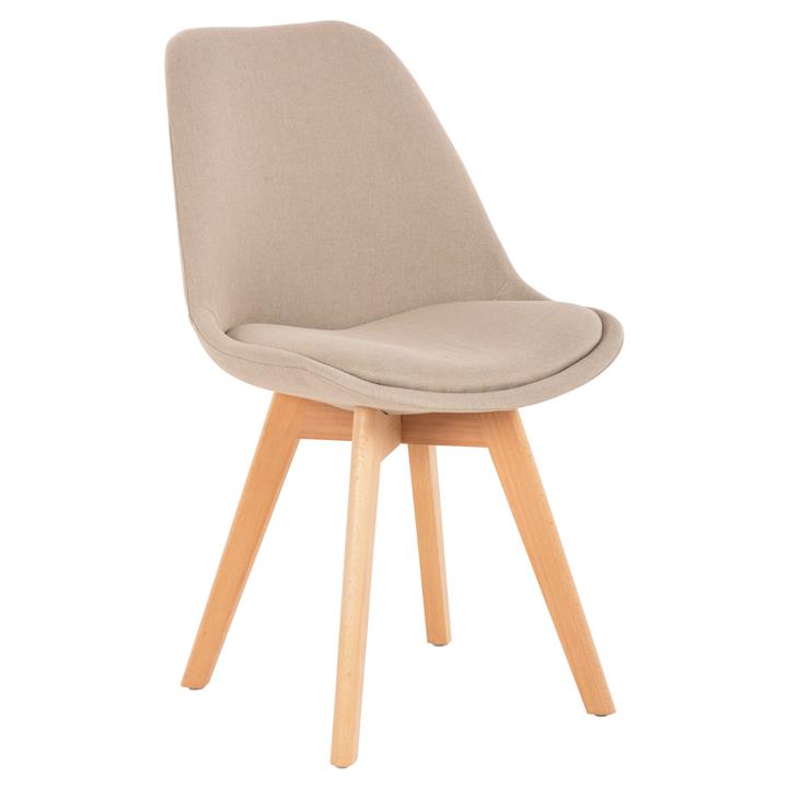 DINING CHAIR VEGAS HM0033.54 BEECH LEGS-BEIGE FABRIC 48Χ58Χ80H cm.